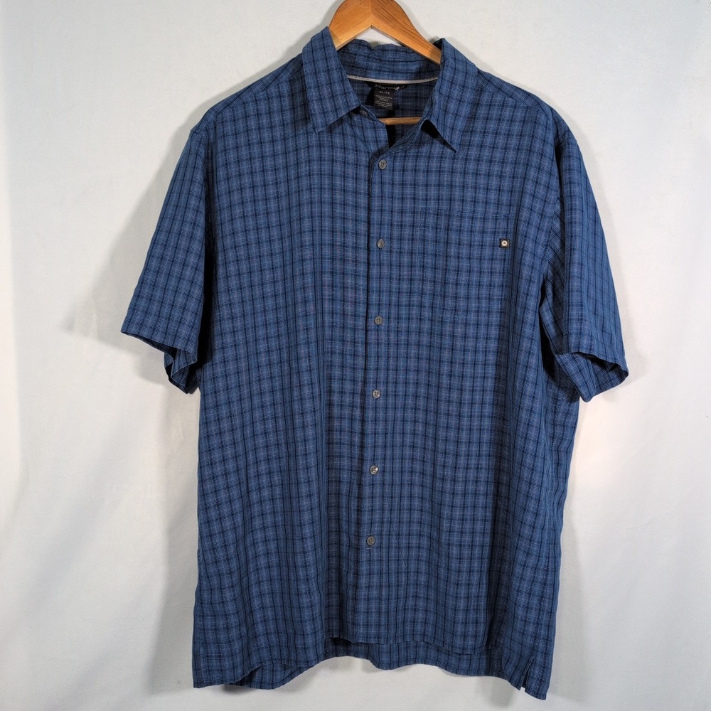 Men's Marmot`Works Eldridge Short Sleeve Plaid Button Front Shirt Size XL
